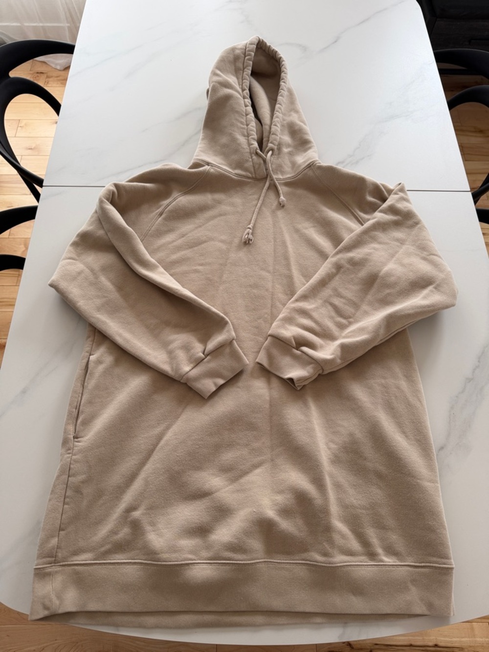 Aritzia TNA Beige Hooded Pullover Sweatshirt